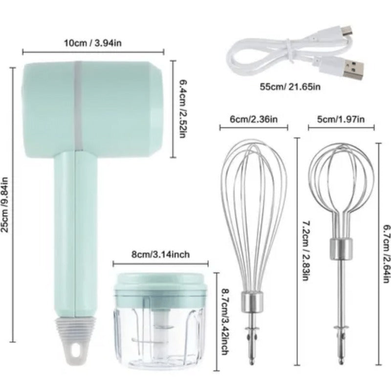 Mini batidora picador eléctrico 2 en 1
