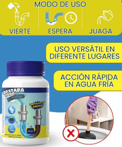 DESTAPADOR Y LIMPIADOR DE CAÑERÍAS - DESAGÜES - ¡SÓLO HOY PAGA 1 LLEVA 2!