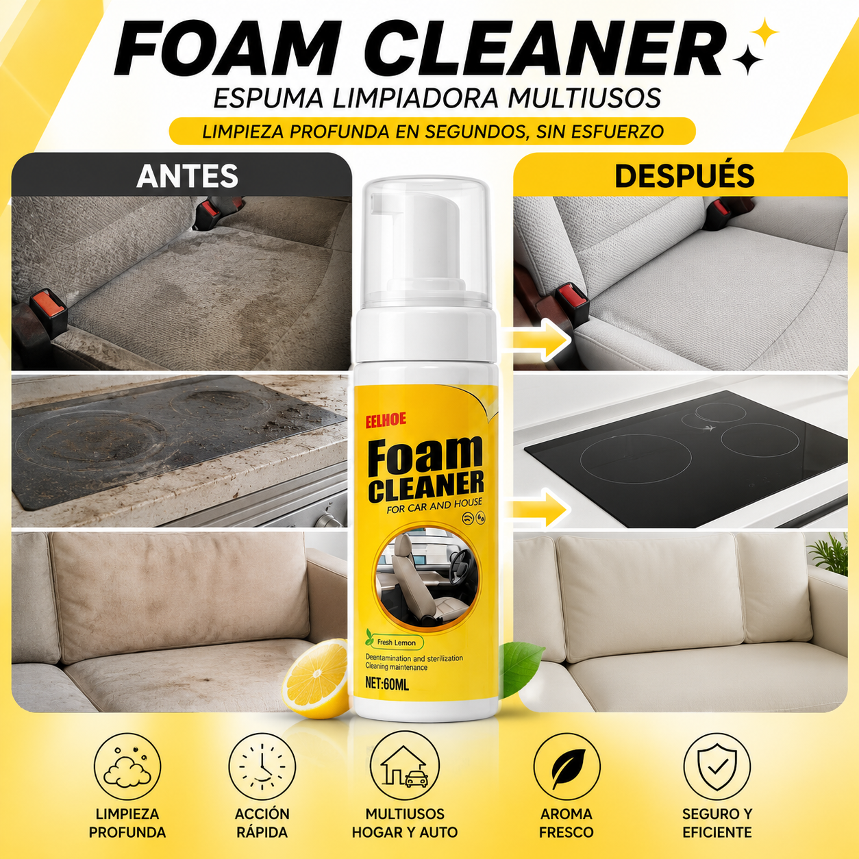 FoamCleaner™  Espuma Limpiadora | Elimina manchas imposibles al instante - OFERTA 2X1