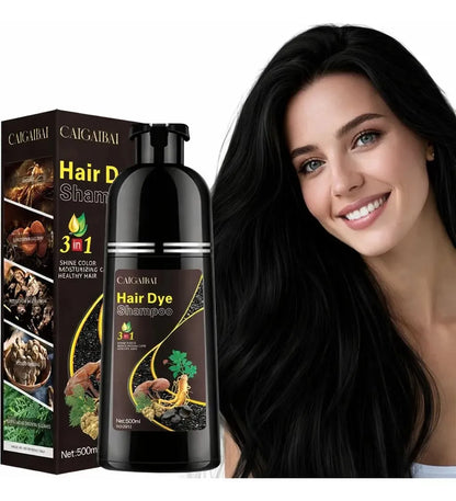 SHAMPOO TINTE 3 EN 1 DE HIERBAS NATURALES 500ML: CUBRE CANAS EN MINUTOS. IDEAL PARA HOMBRES Y MUJERE