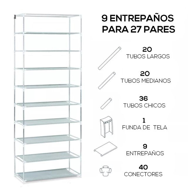 Zapatero Organizador Premium 9 Niveles | Hasta 27 Pares de Zapatos