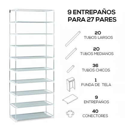 Zapatero Organizador Premium 9 Niveles | Hasta 27 Pares de Zapatos