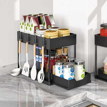 Organizador Multifuncional Plegable de 2 Niveles – Maximiza el Espacio en Cocina, Baño y Gabinetes