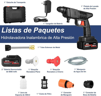 Hidrolavadora INALAMBRICA DE ALTA PRESION + ACCESORIOS + 2 baterías- 48V