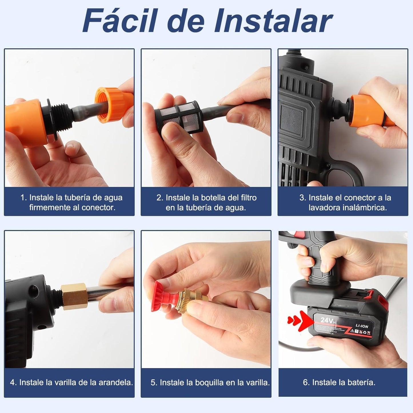 Hidrolavadora INALAMBRICA DE ALTA PRESION + ACCESORIOS + 2 baterías- 48V