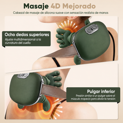 Masajeador Cervical Shiatsu 4D con Calor Terapéutico | Alivio Profesional para Cuello, Hombros y Espalda