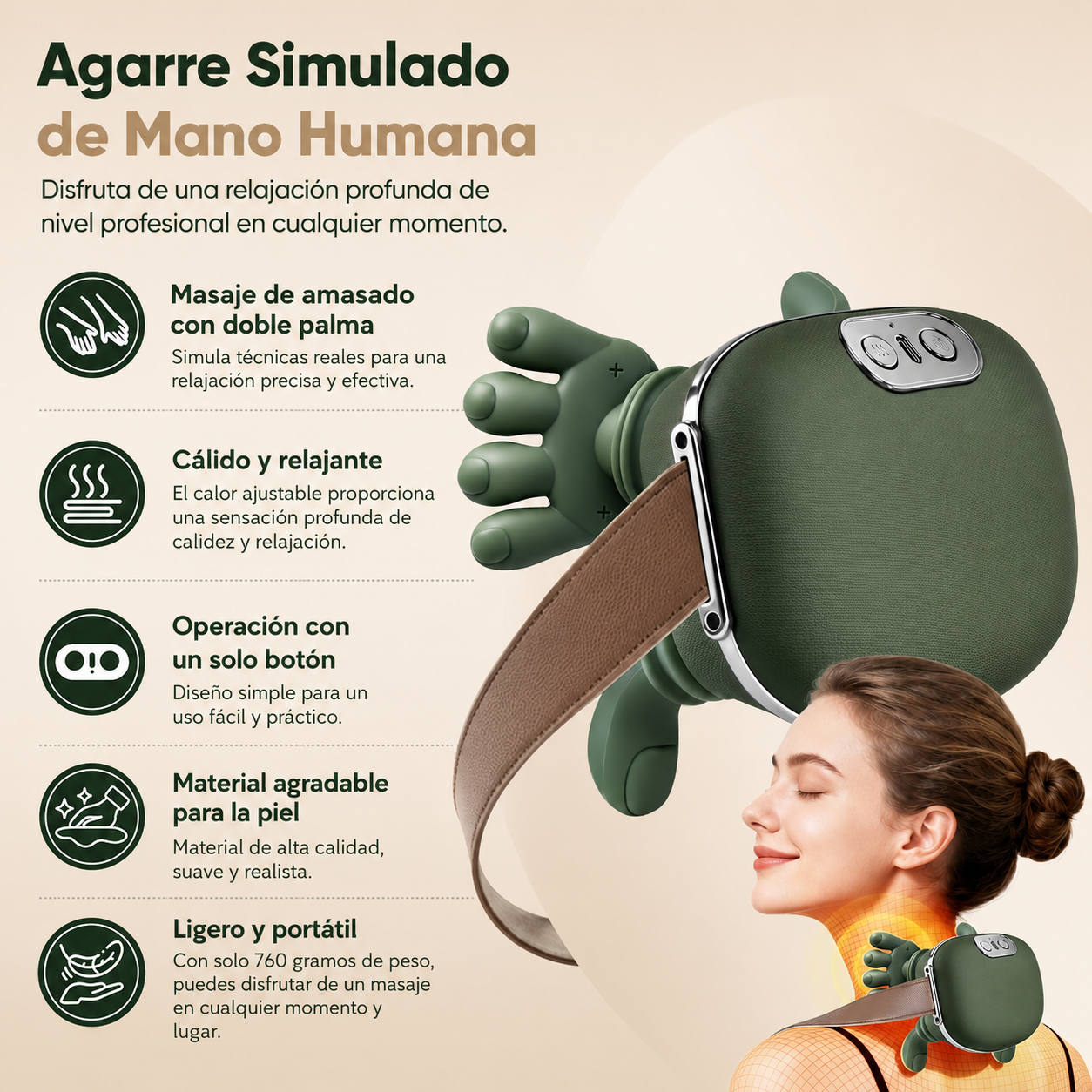 Masajeador Cervical Shiatsu 4D con Calor Terapéutico | Alivio Profesional para Cuello, Hombros y Espalda