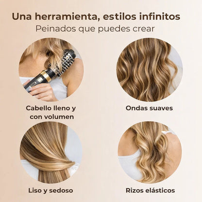 Cepillo secador giratorio 360° - Peina y alisa tu cabello mientras lo secas