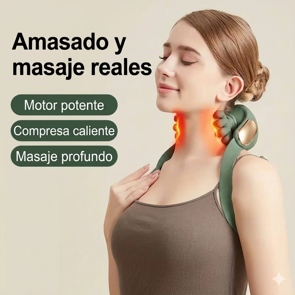 Masajeador Cervical Shiatsu 4D con Calor Terapéutico | Alivio Profesional para Cuello, Hombros y Espalda