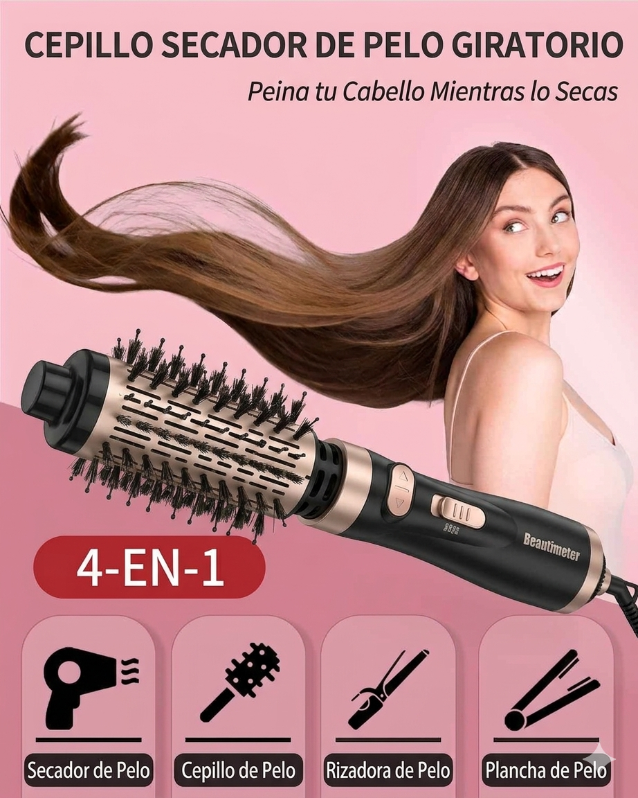 Cepillo secador giratorio 360° - Peina y alisa tu cabello mientras lo secas