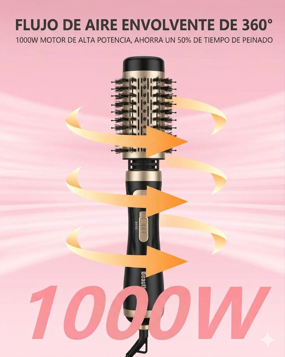 Cepillo secador giratorio 360° - Peina y alisa tu cabello mientras lo secas