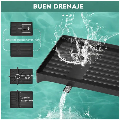 Escurridor De Platos En Acero Inoxidable De 2 Niveles - Ahorrador de Espacio Sin Tornillos